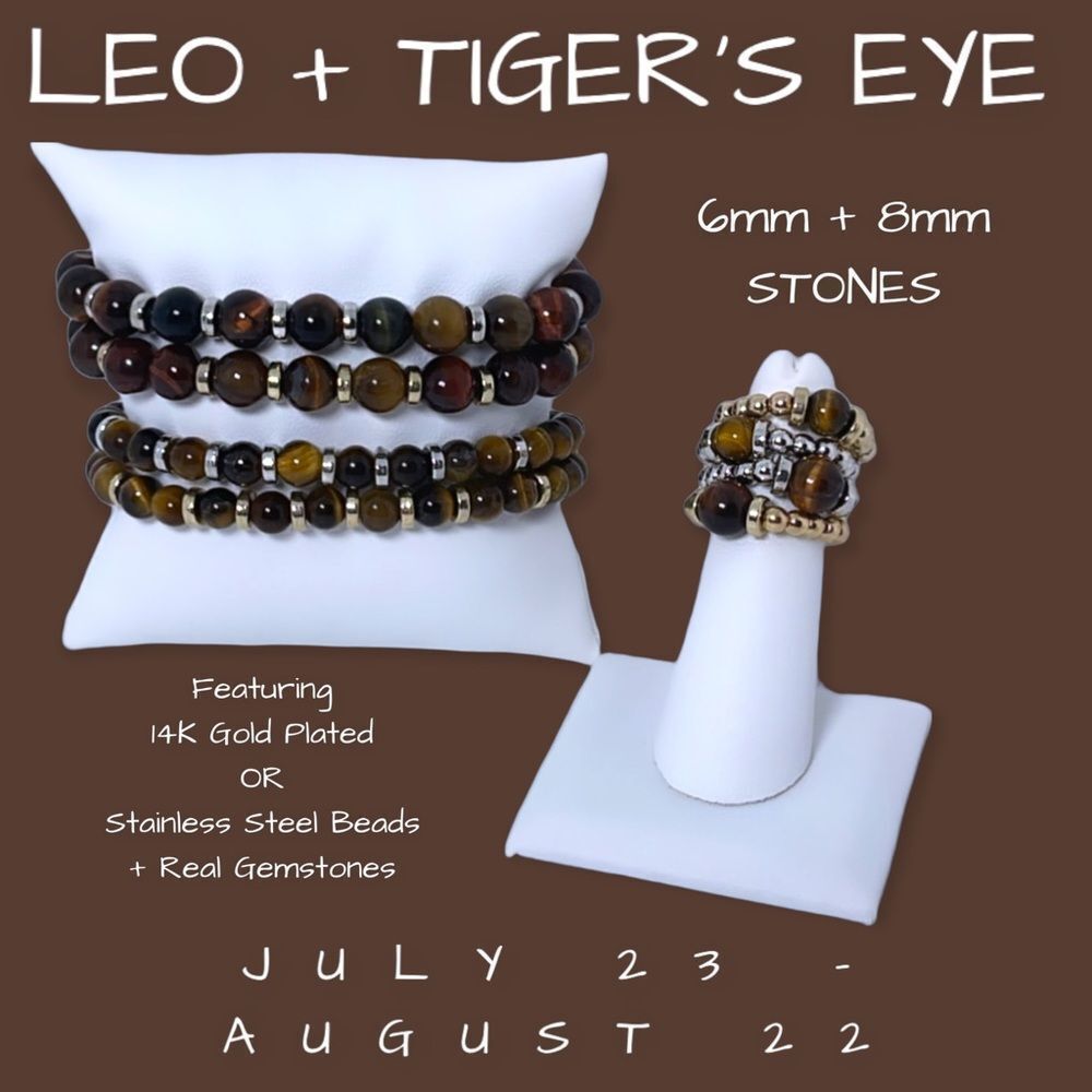 NWT Wool + Pepper Co. Leo + Tiger’s Eye Ring - Zodiac x Gemstone Collection